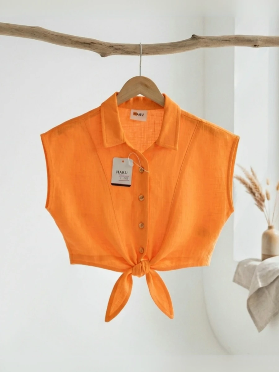 شومیز دخترانه نارنجی گره ای (3125-3124)